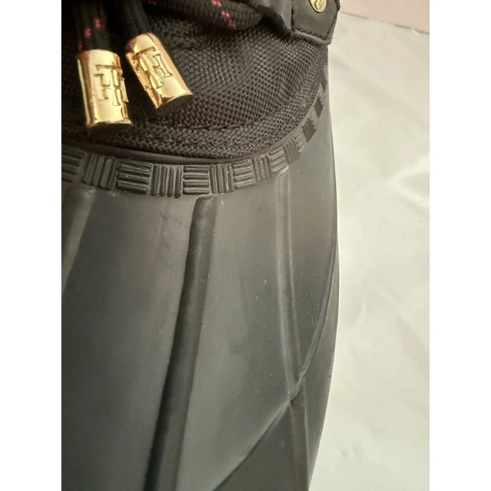 Tommy Hilfiger Duck Boots Women's Size 8M Black Red Lined Rain Winter Shoes